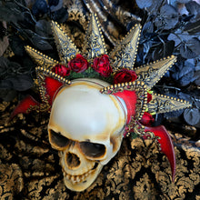 Load image into Gallery viewer, Gothic Red and Gold Halo Crown Cat Ear Set