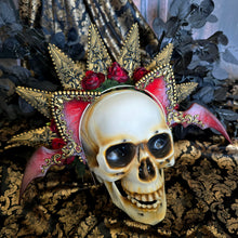 Load image into Gallery viewer, Gothic Red and Gold Halo Crown Cat Ear Set