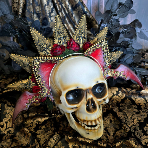 Gothic Red and Gold Halo Crown Cat Ear Set
