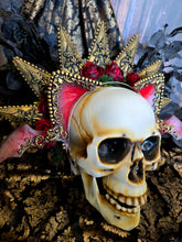 Load image into Gallery viewer, Gothic Red and Gold Halo Crown Cat Ear Set