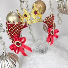 Load image into Gallery viewer, The Heiress collection:  Mrs. Clause Queen Rhinestone Cat Ear Set
