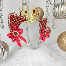 Load image into Gallery viewer, The Heiress collection:  Mrs. Clause Queen Rhinestone Cat Ear Set