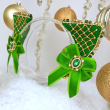 Load image into Gallery viewer, The Heiress collection:  Emerald Green Rhinestone Cat Ear Set