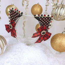 Load image into Gallery viewer, The Heiress collection:  Buffalo Plaid Christmas Rhinestone Cat Ear Set