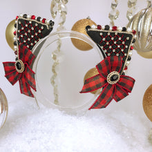 Load image into Gallery viewer, The Heiress collection:  Buffalo Plaid Christmas Rhinestone Cat Ear Set