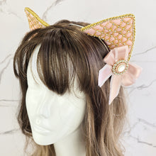 Load image into Gallery viewer, The Heiress collection:  Light Pink Rhinestone Cat Ear Set