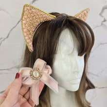 Load image into Gallery viewer, The Heiress collection:  Light Pink Rhinestone Cat Ear Set
